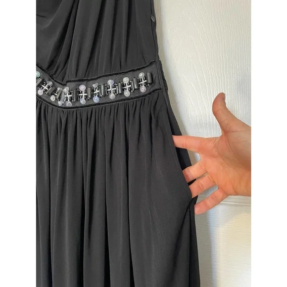 NWT Dolce & Gabbana Midi Black Coctail Dress One Strap Beaded Zip 44 - Picture 7 of 14